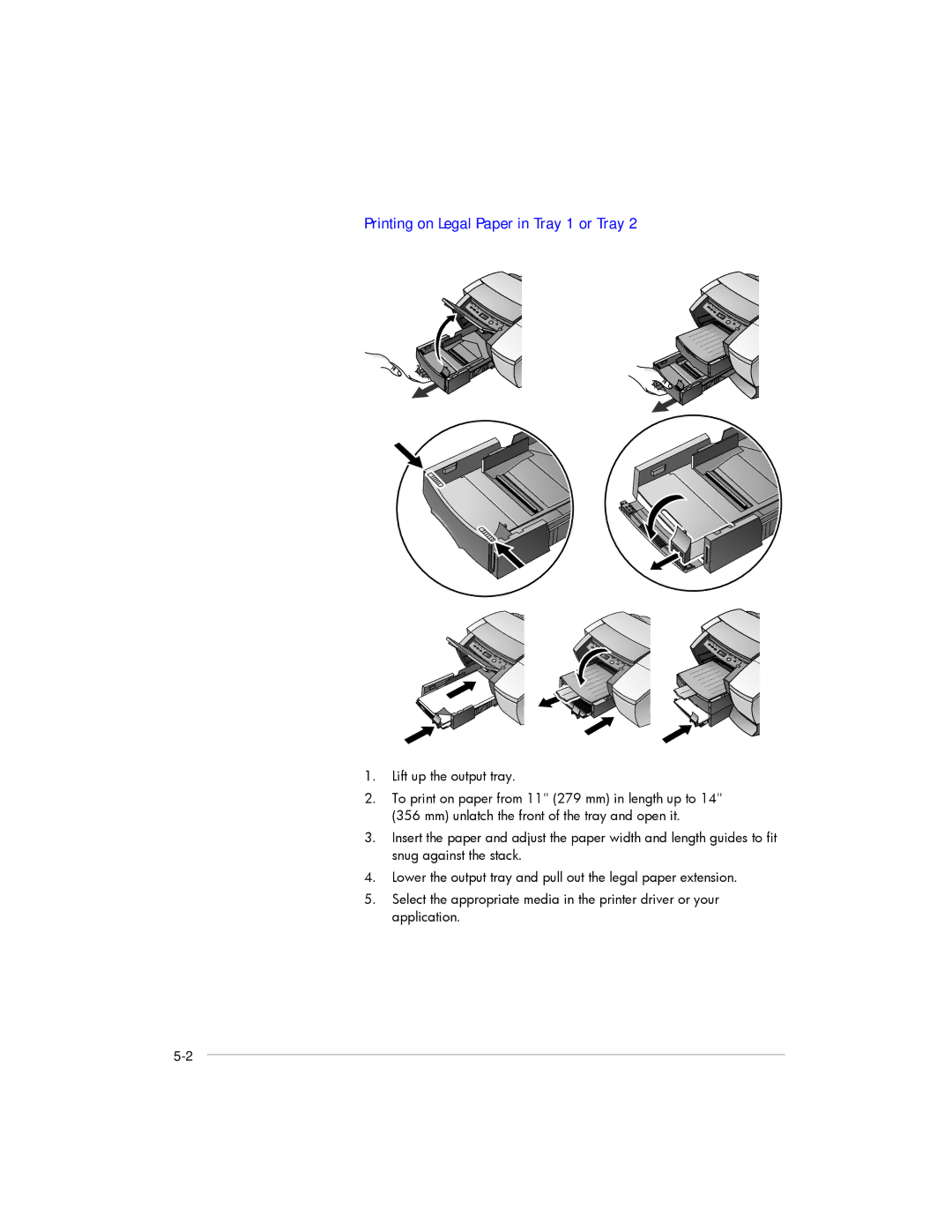 HP 2250, 2200 manual Printing on Legal Paper in Tray 1 or Tray 