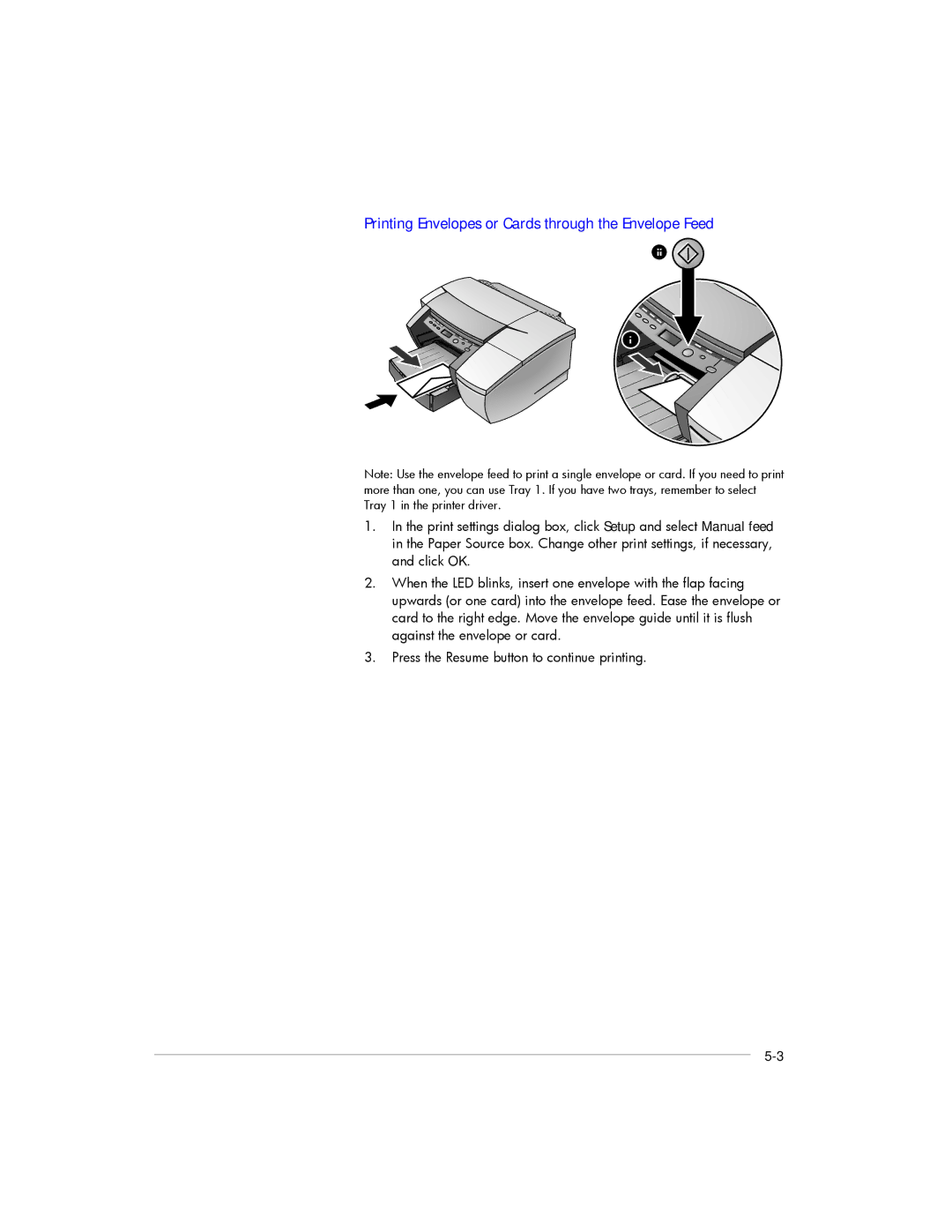 HP 2200, 2250 manual Printing Envelopes or Cards through the Envelope Feed 