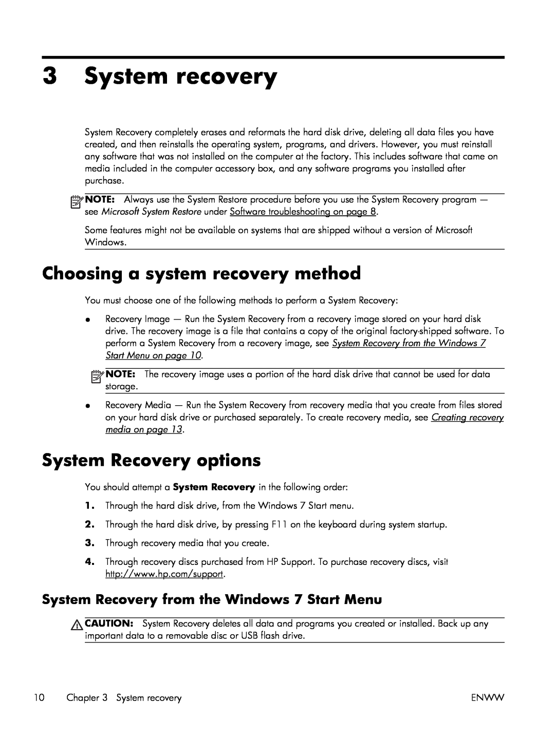 HP 120-1031, 23-c210xt, 23-c159, 23-c130, 23-c059 System recovery, Choosing a system recovery method, System Recovery options 