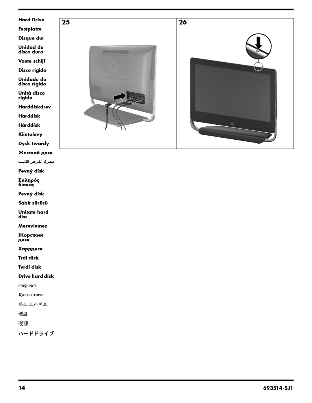 HP 23-1075, 23-d044, 23-d050xt, 23-d055, 23-d040t, 23-c210xt, 23-d034, 23-d038c, 23-d030, 23-c159, 23-c130, 23-c115xt manual ハードドライブ 