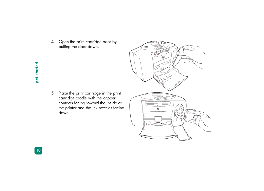 HP 230 manual Open the print cartridge door by 