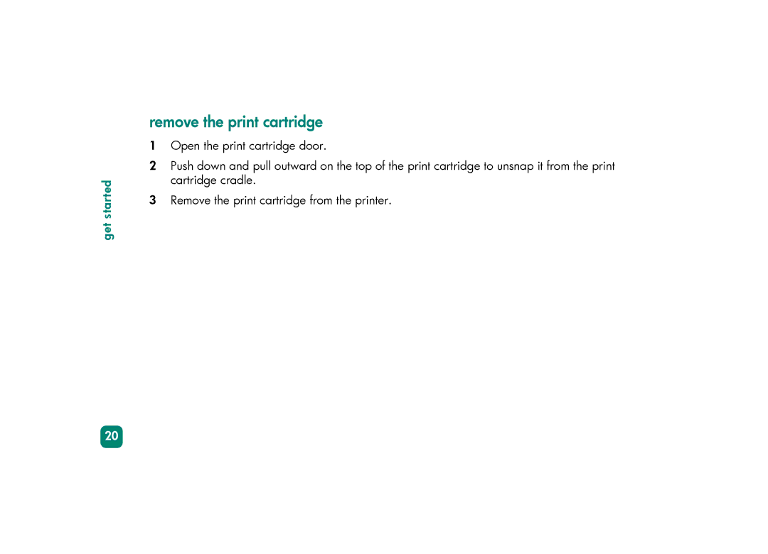 HP 230 manual Remove the print cartridge 