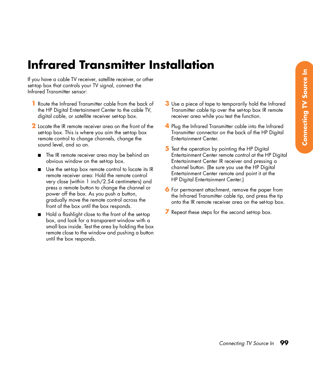 HP 2307890A manual Infrared Transmitter Installation 