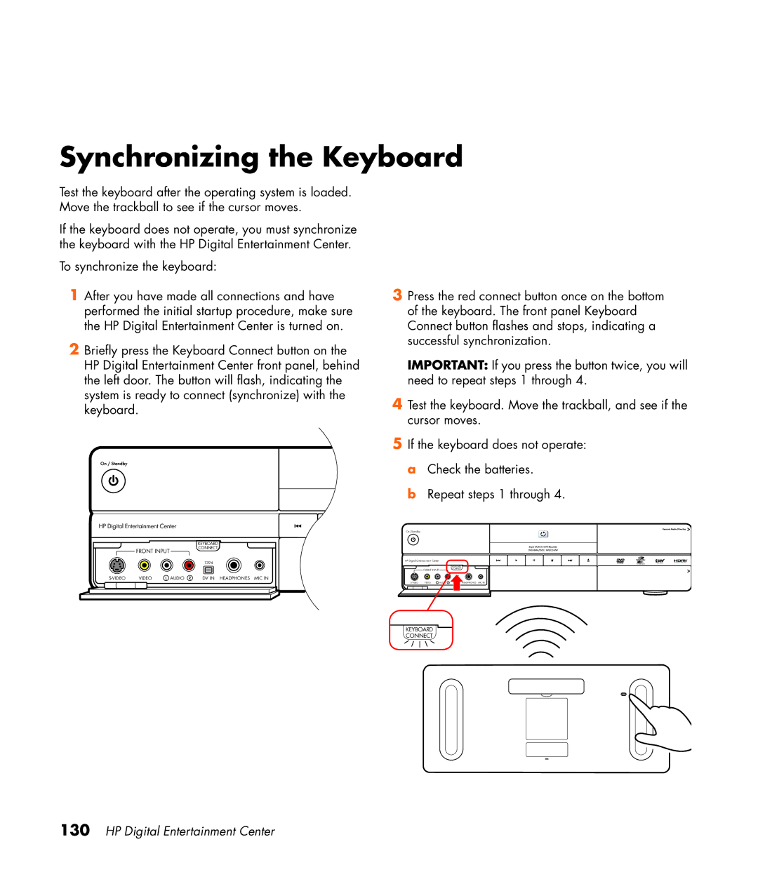 HP 2307890A manual Synchronizing the Keyboard 