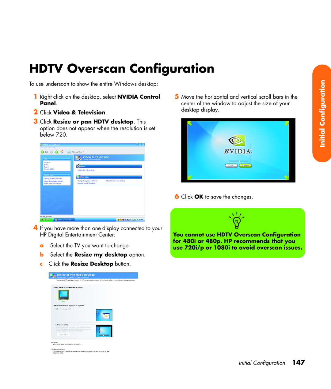 HP 2307890A manual Hdtv Overscan Configuration 