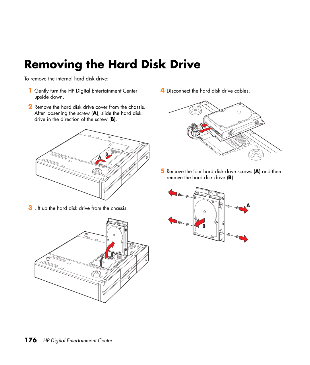 HP 2307890A manual Removing the Hard Disk Drive 