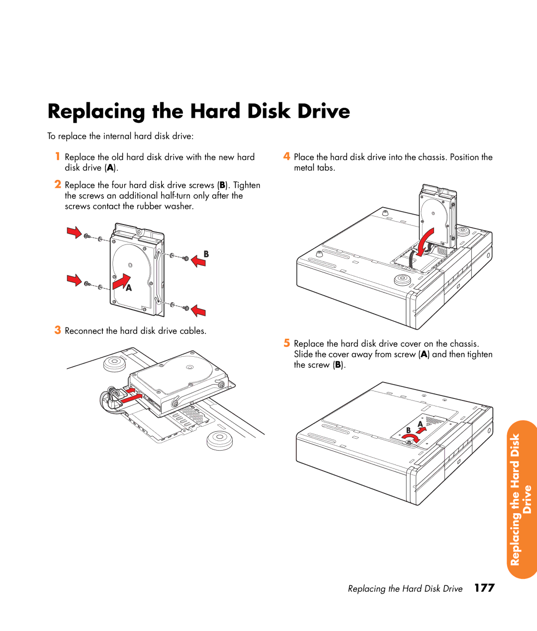 HP 2307890A manual Replacing the Hard Disk Drive 