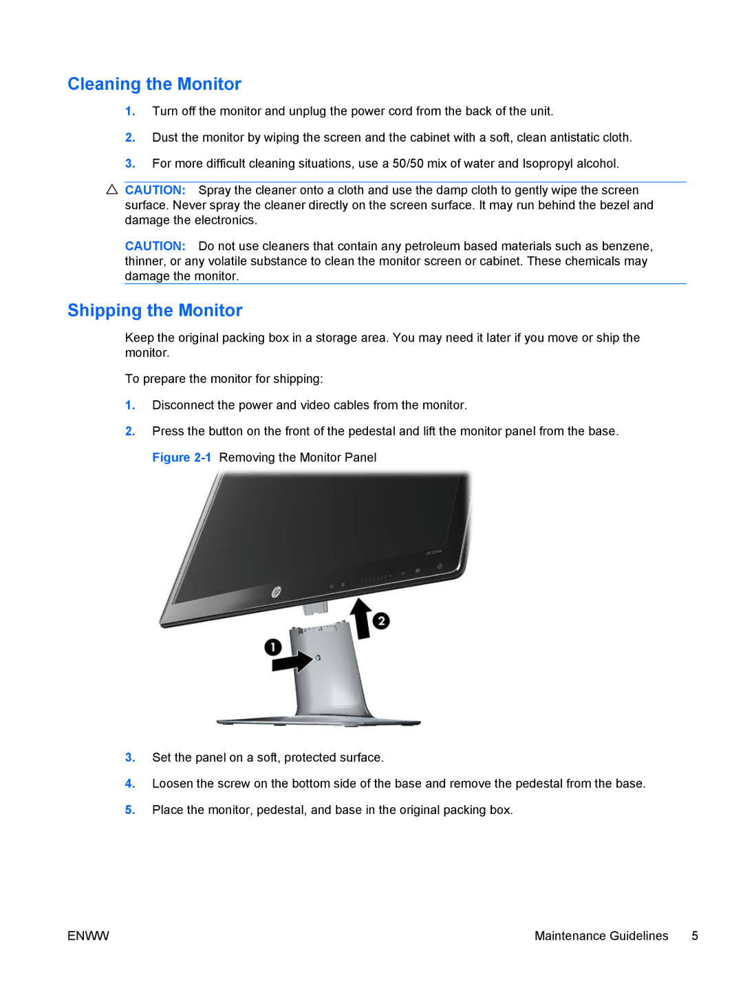 HP 2310ei manual Cleaning the Monitor, Shipping the Monitor 