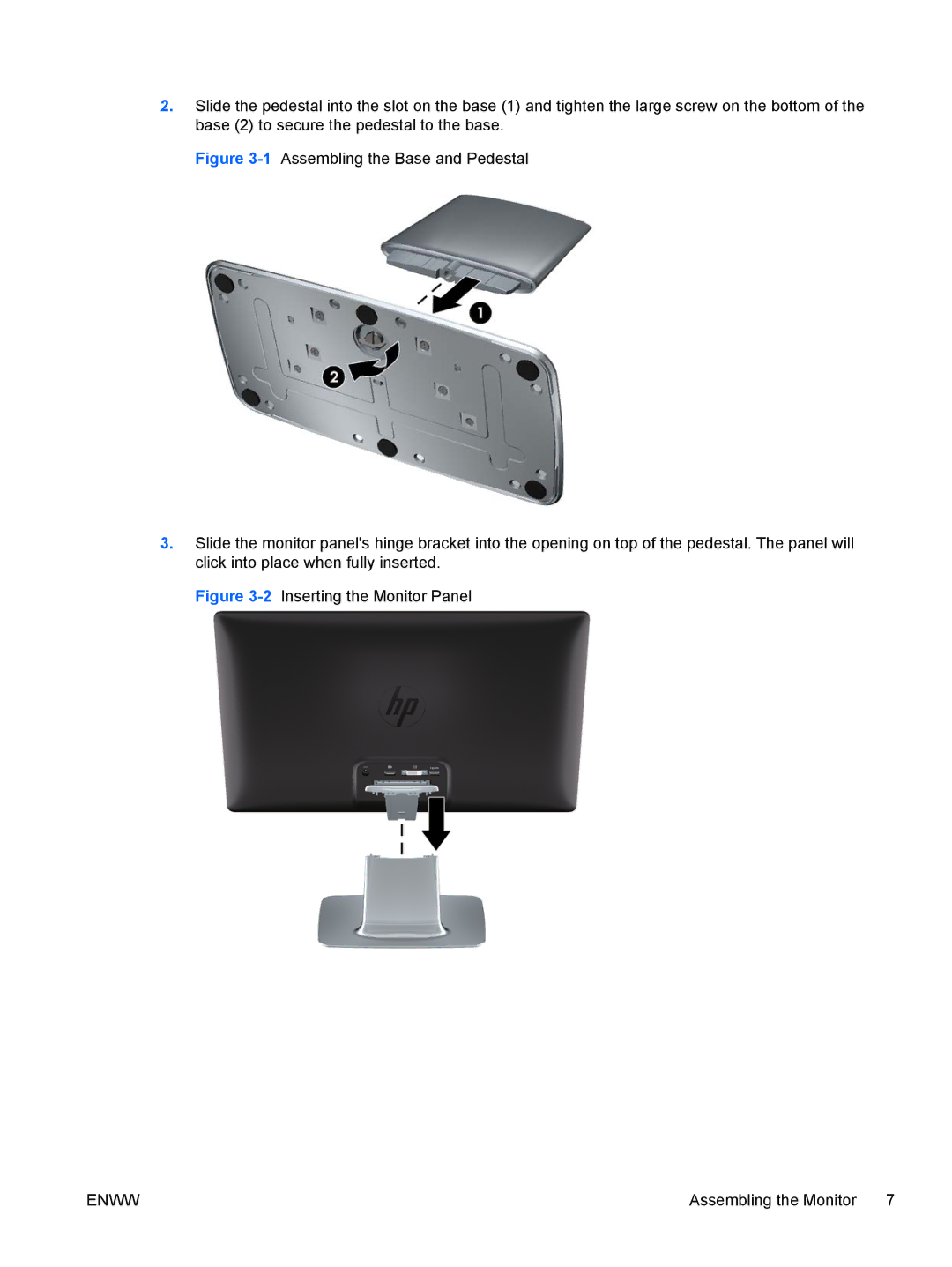 HP 2310ei manual 2Inserting the Monitor Panel 