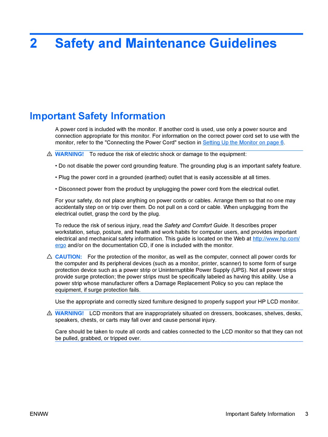 HP 2310ei manual Safety and Maintenance Guidelines, Important Safety Information 