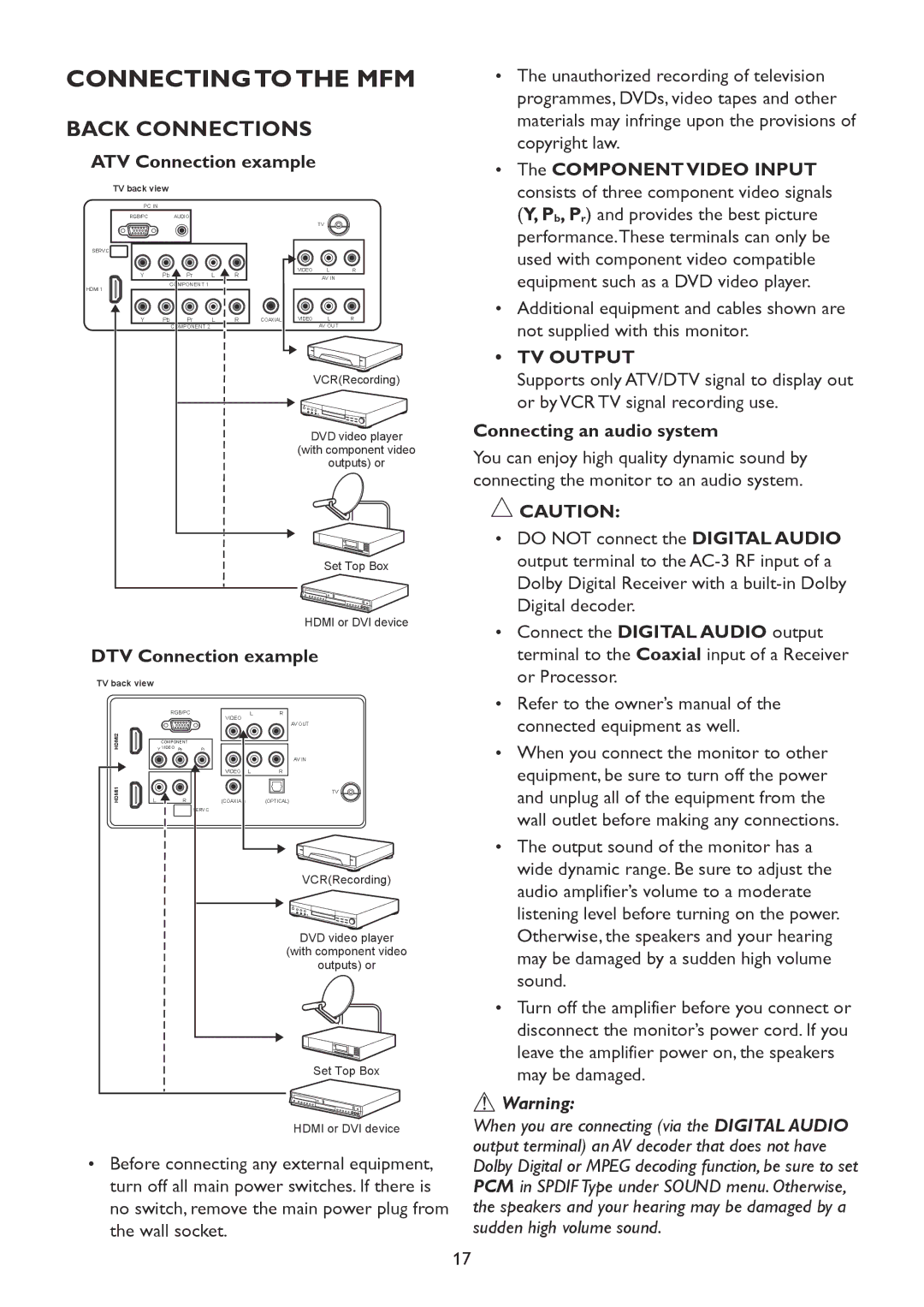 HP 2310mfd manual Connecting to the MFM, Back Connections 