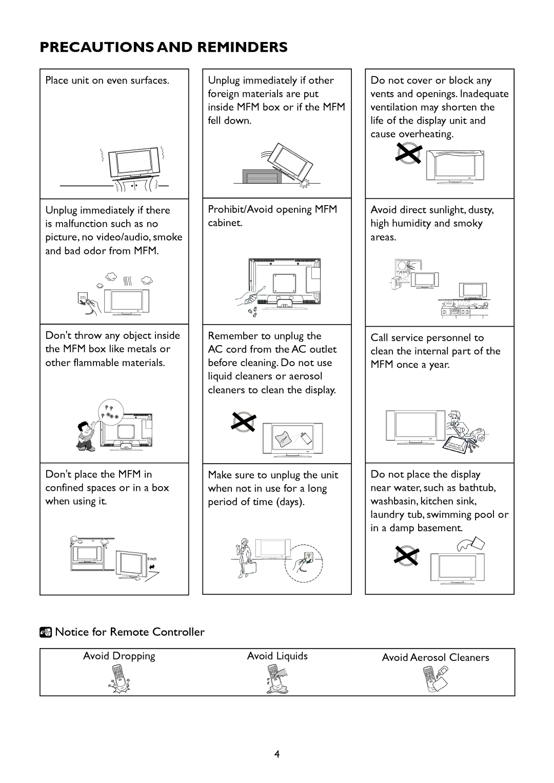 HP 2310mfd manual Precautions and Reminders, Place unit on even surfaces 