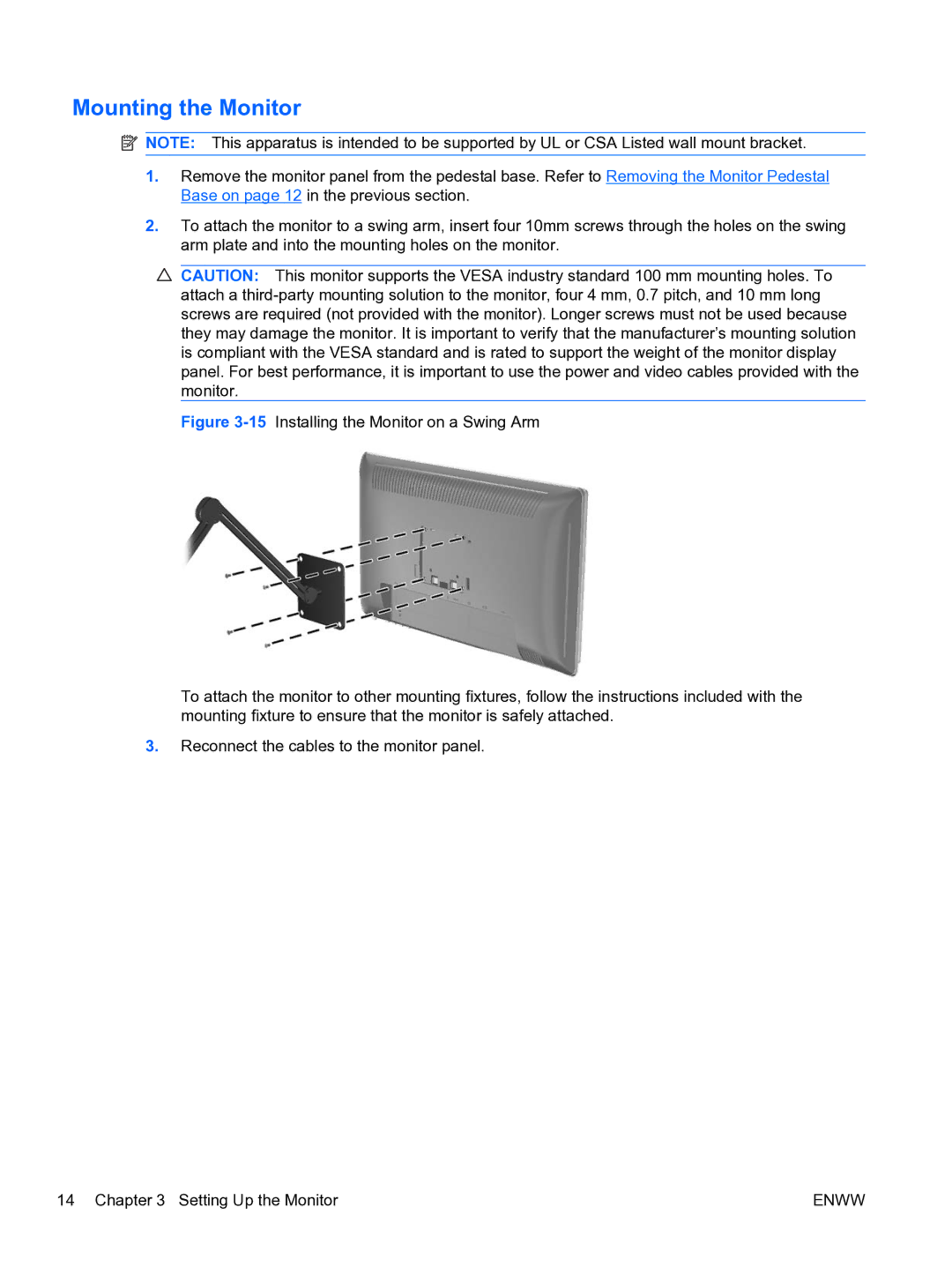 HP 2310TI manual Mounting the Monitor 