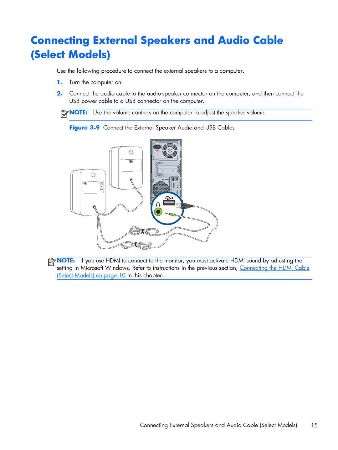 HP 2311CM, 2311F, 2211F, 2311XI manual Connecting External Speakers and Audio Cable Select Models 