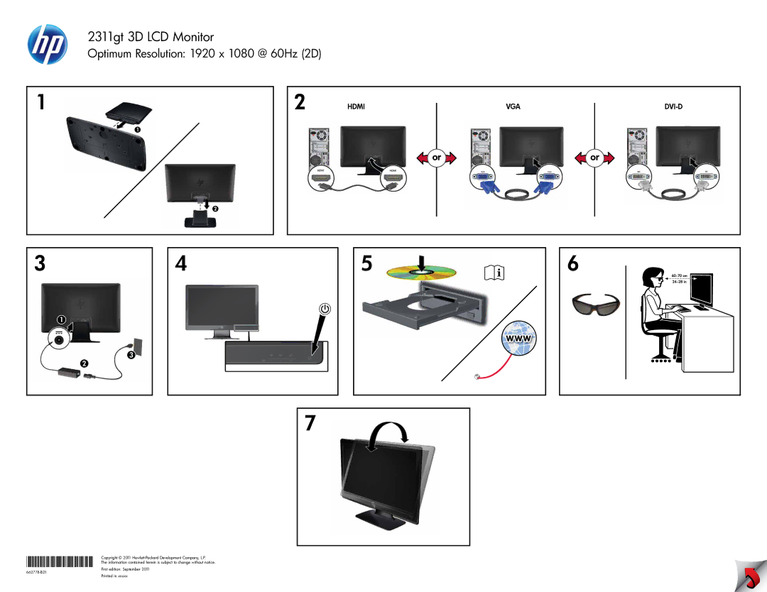 HP 2311gt Diagonal 3D manual 2311gt 3D LCD Monitor 