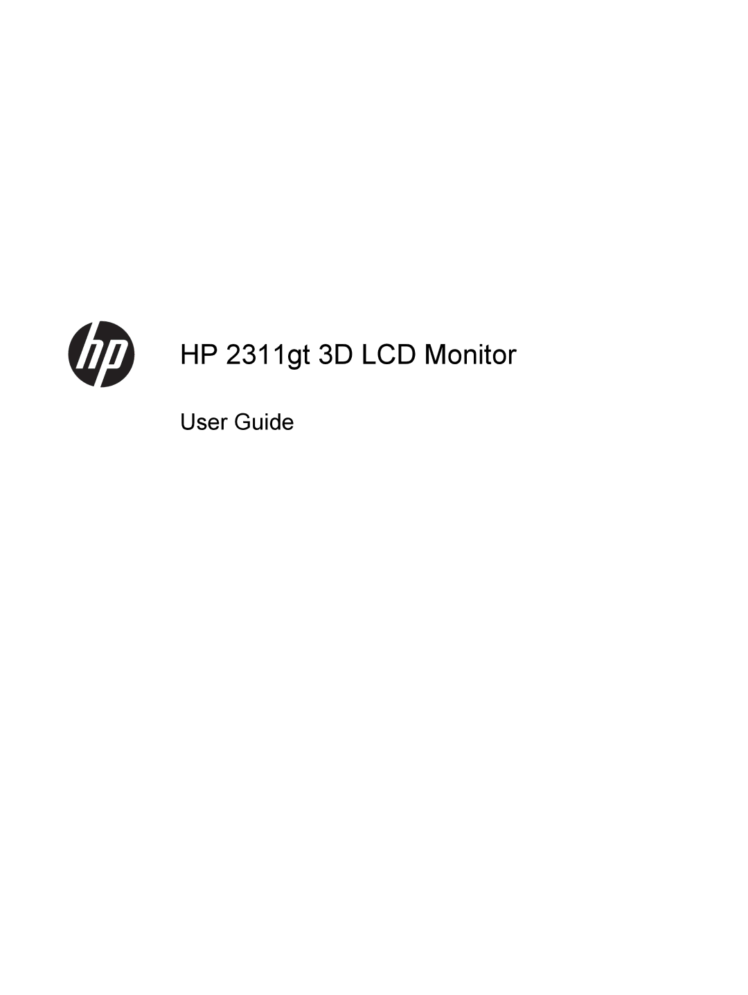 HP 2311gt Diagonal 3D manual HP 2311gt 3D LCD Monitor 