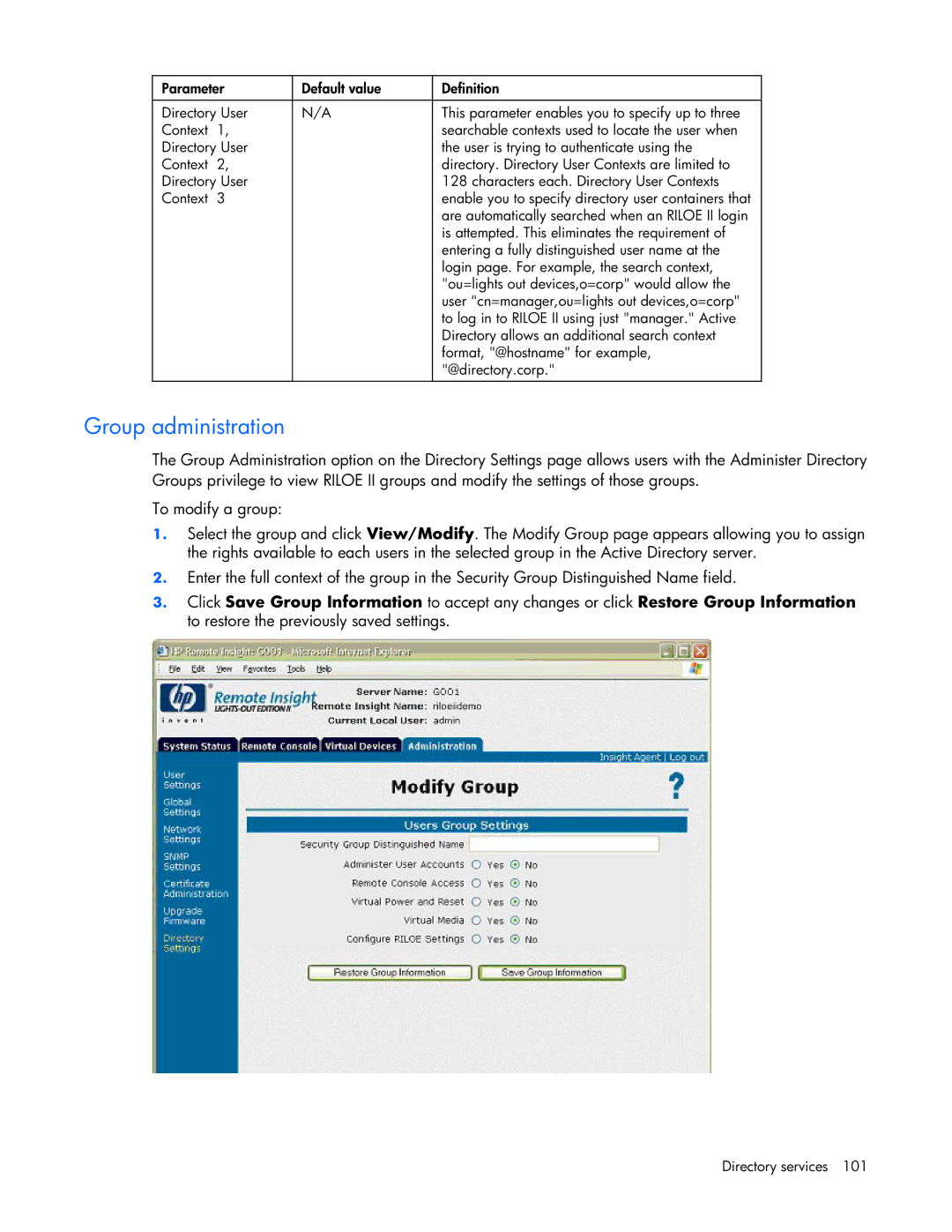 HP 232664-006 manual Group administration 