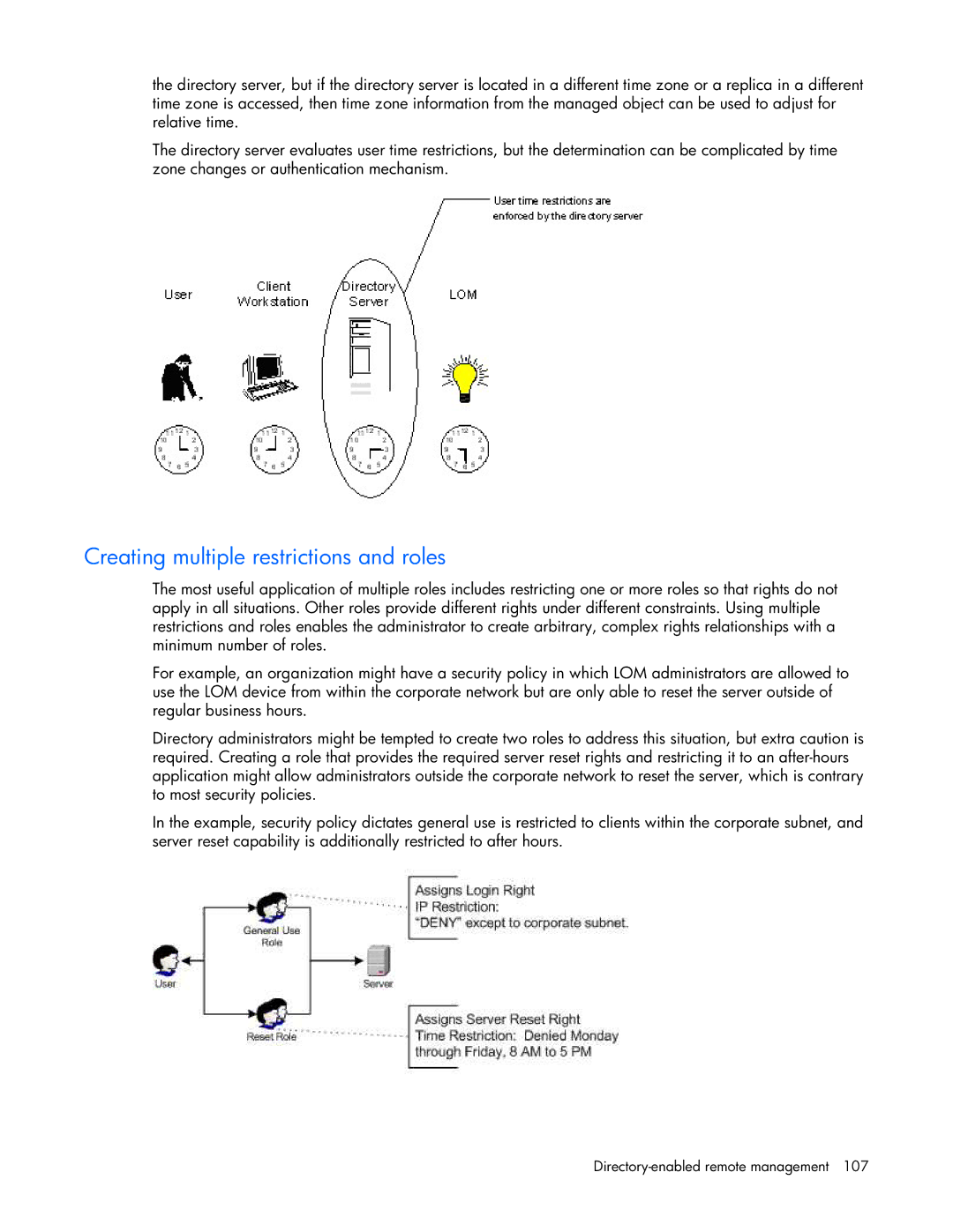 HP 232664-006 manual Creating multiple restrictions and roles 