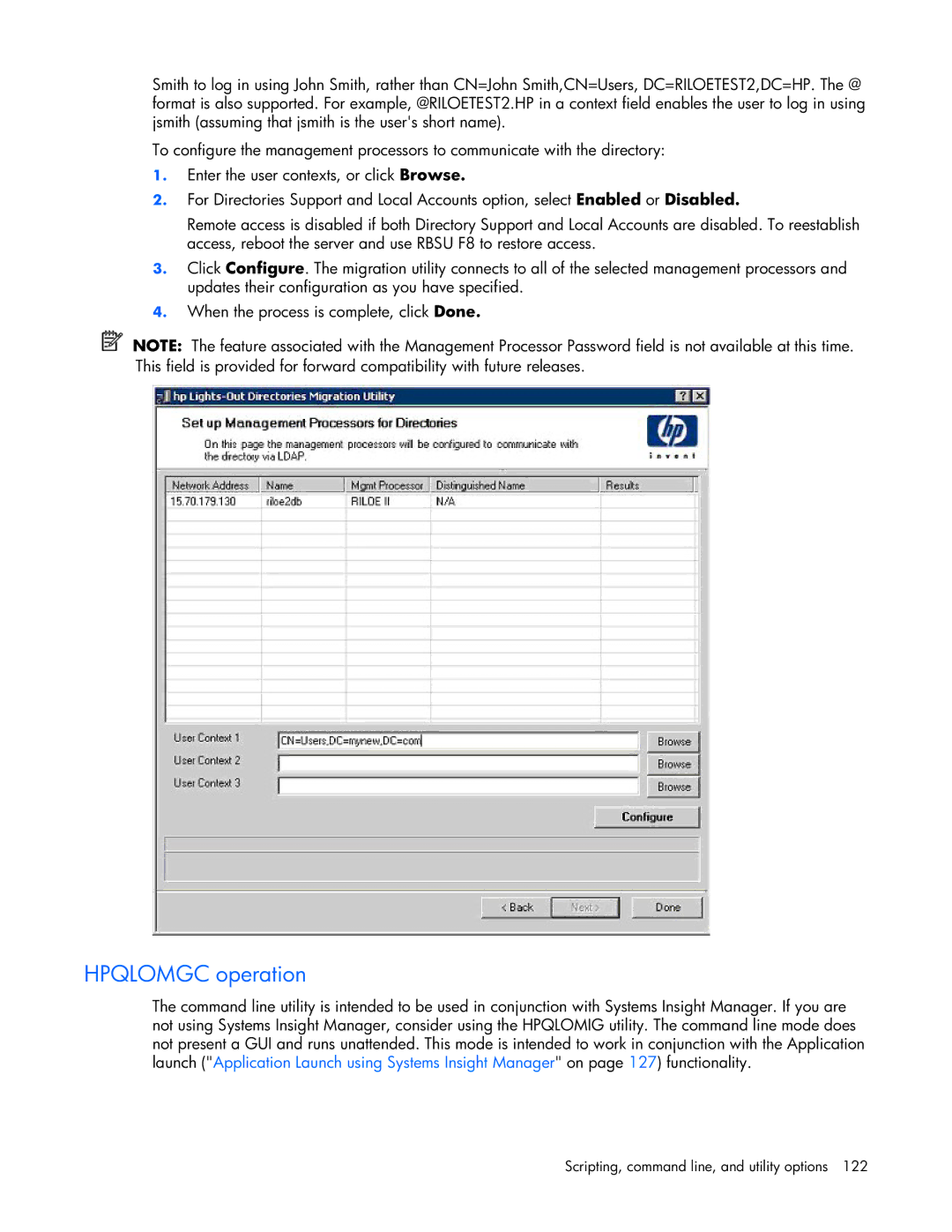 HP 232664-006 manual Hpqlomgc operation 