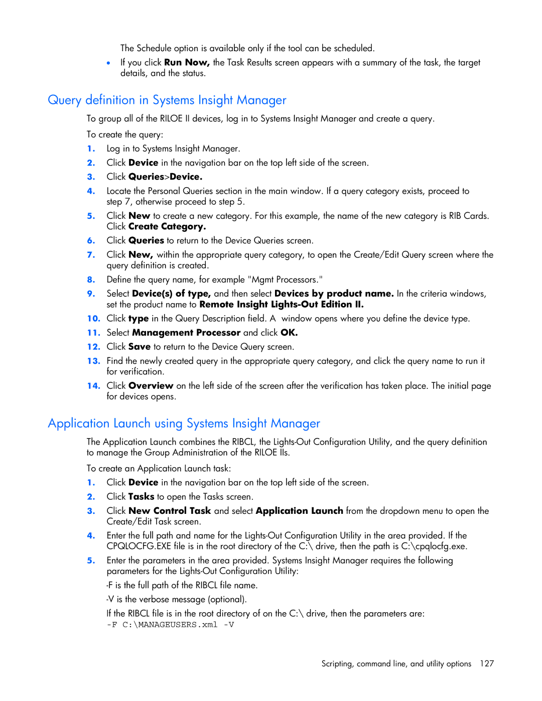 HP 232664-006 manual Query definition in Systems Insight Manager, Application Launch using Systems Insight Manager 