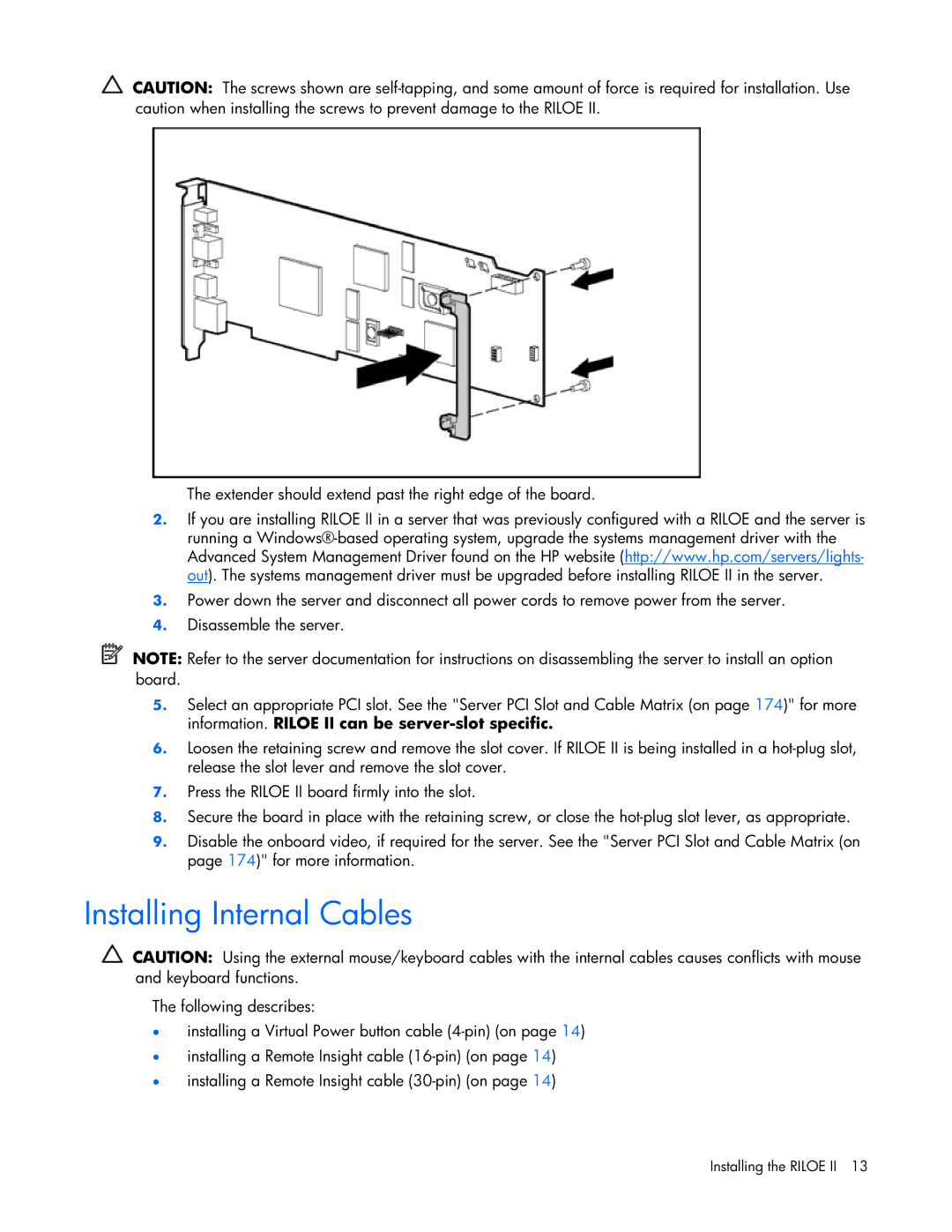 HP 232664-006 manual Installing Internal Cables 