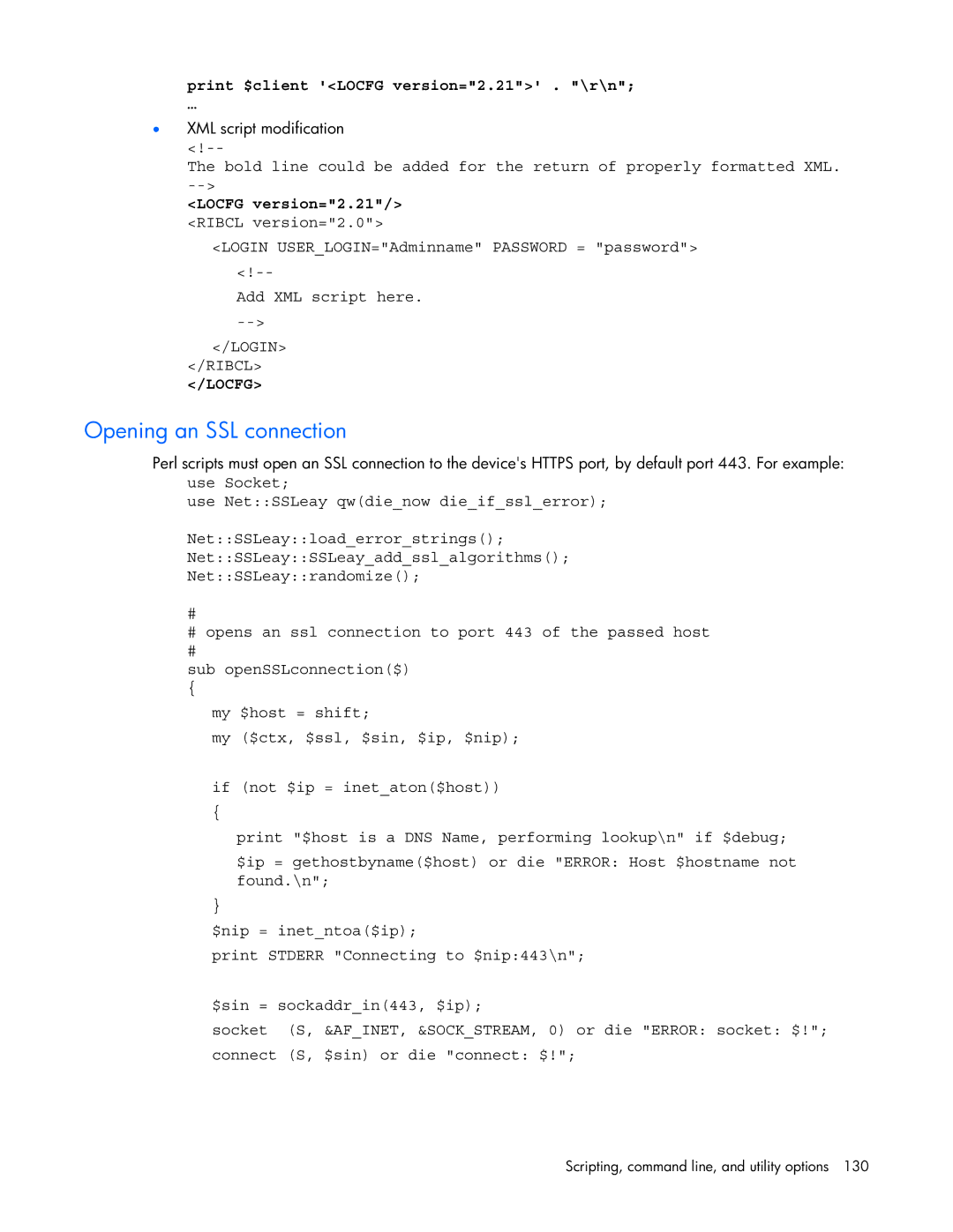 HP 232664-006 manual Opening an SSL connection 