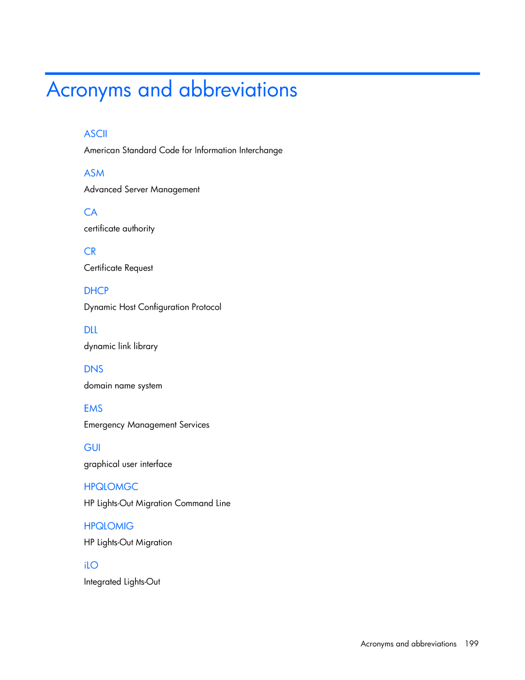 HP 232664-006 manual Acronyms and abbreviations, Ilo 