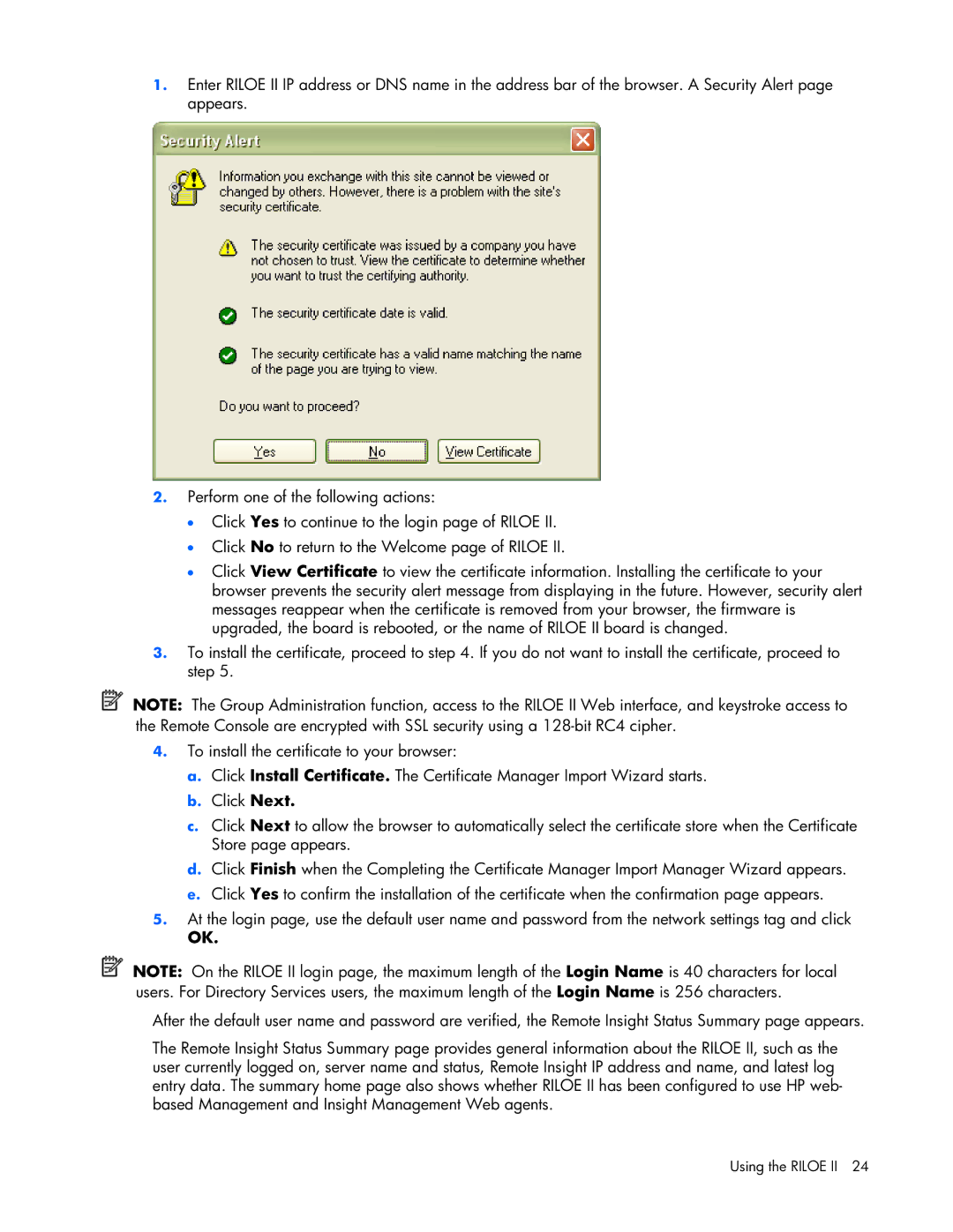 HP 232664-006 manual Using the Riloe II 