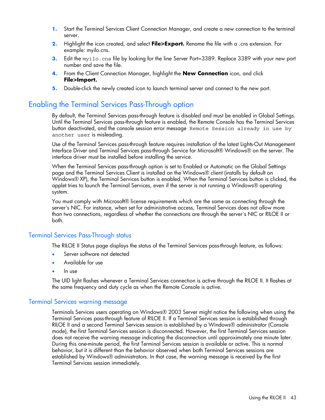 HP 232664-006 manual Enabling the Terminal Services Pass-Through option, Terminal Services Pass-Through status, FileImport 