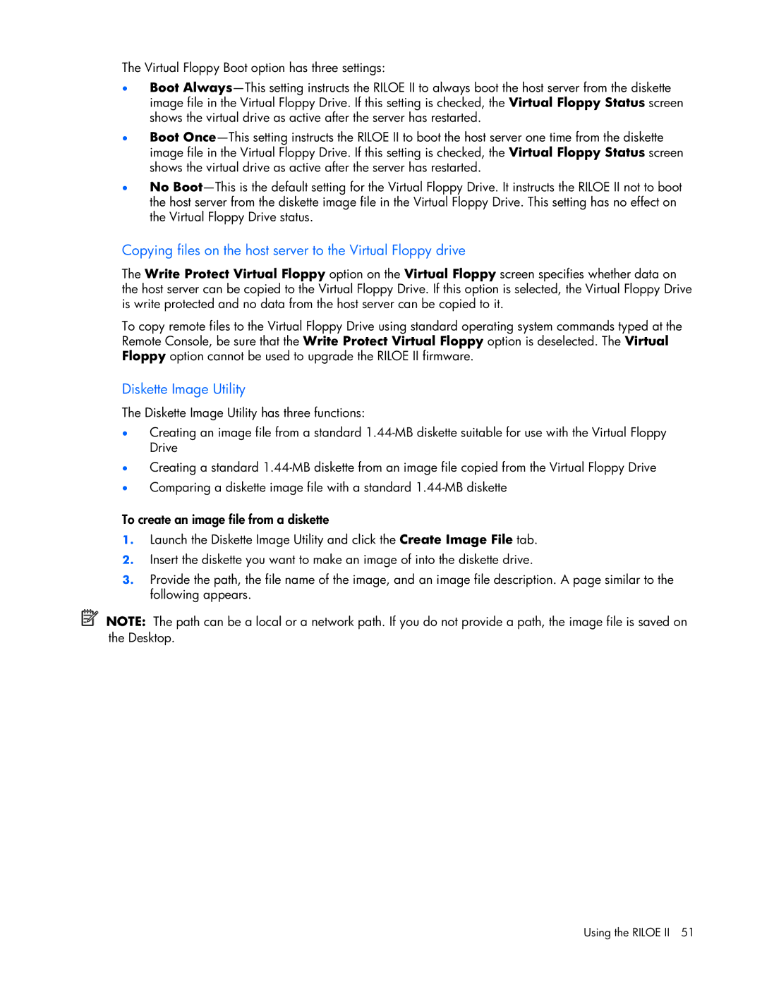 HP 232664-006 manual Copying files on the host server to the Virtual Floppy drive, Diskette Image Utility 