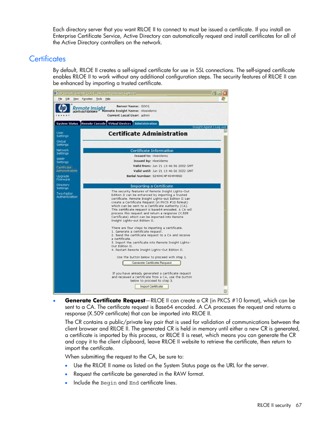 HP 232664-006 manual Certificates 