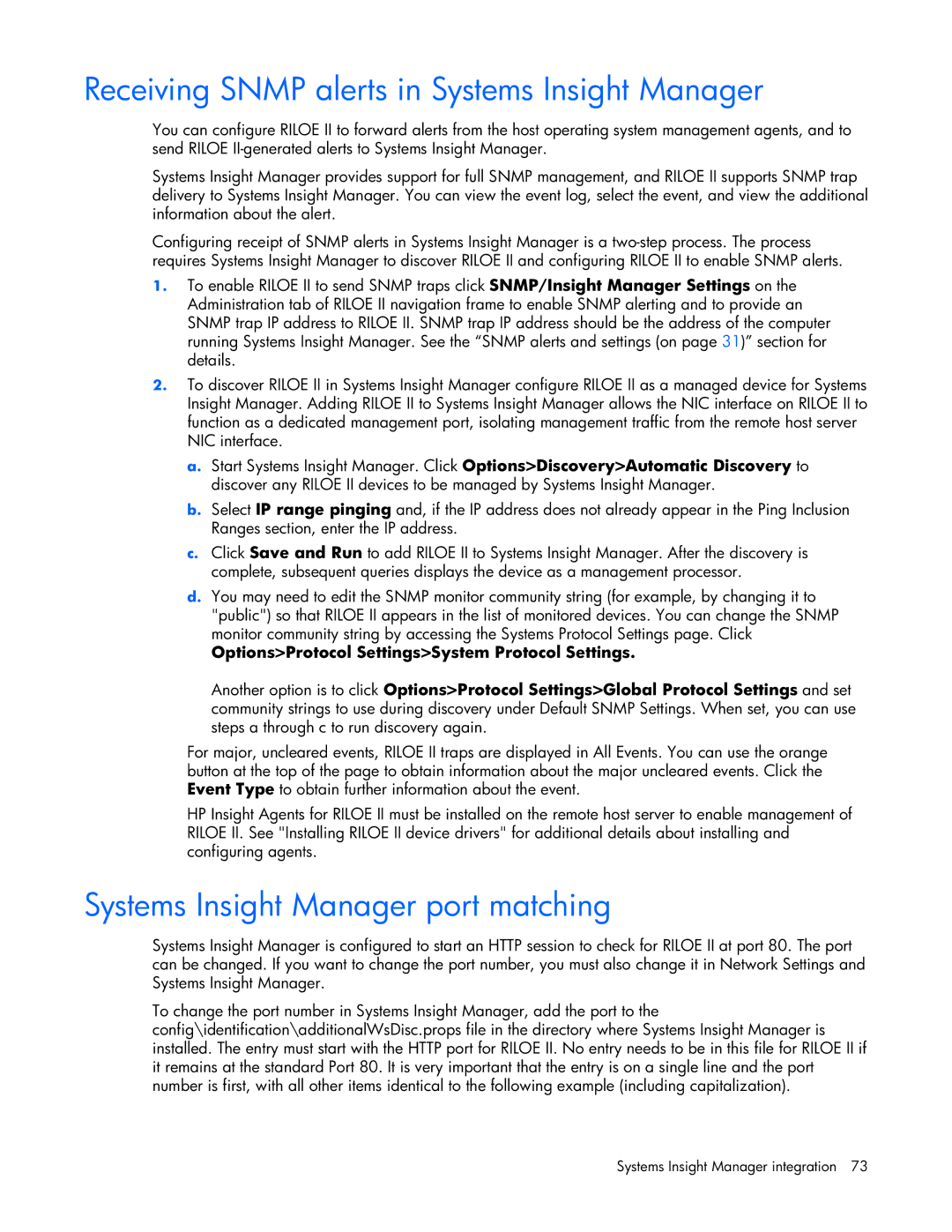 HP 232664-006 manual Receiving Snmp alerts in Systems Insight Manager, Systems Insight Manager port matching 