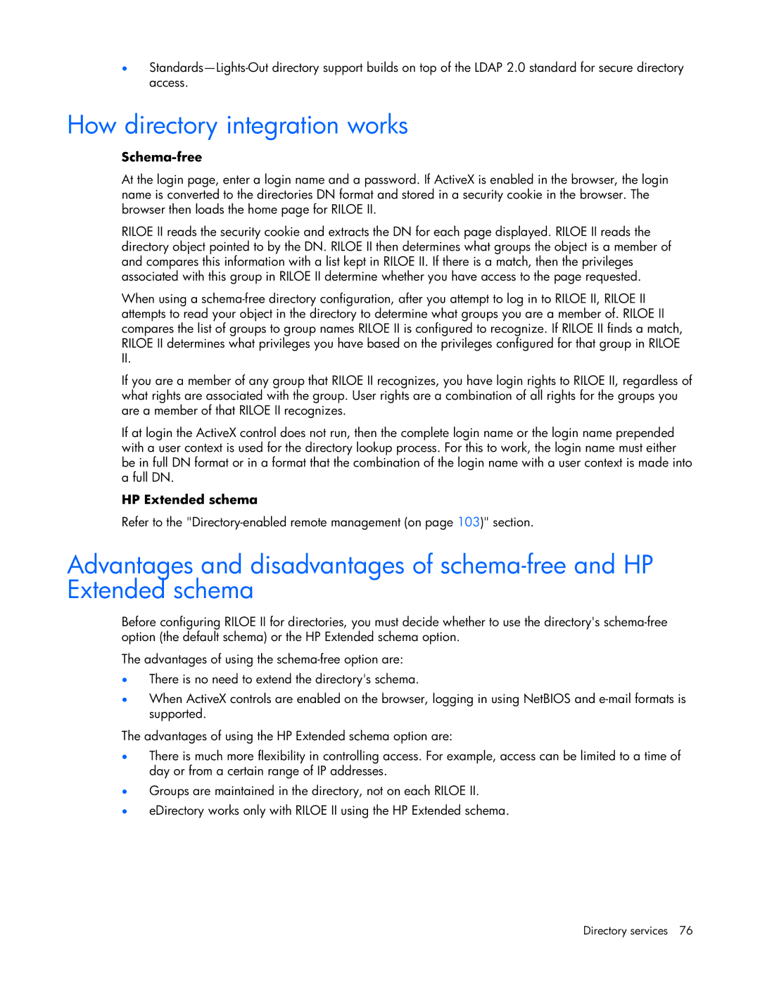 HP 232664-006 manual How directory integration works, Schema-free, HP Extended schema 