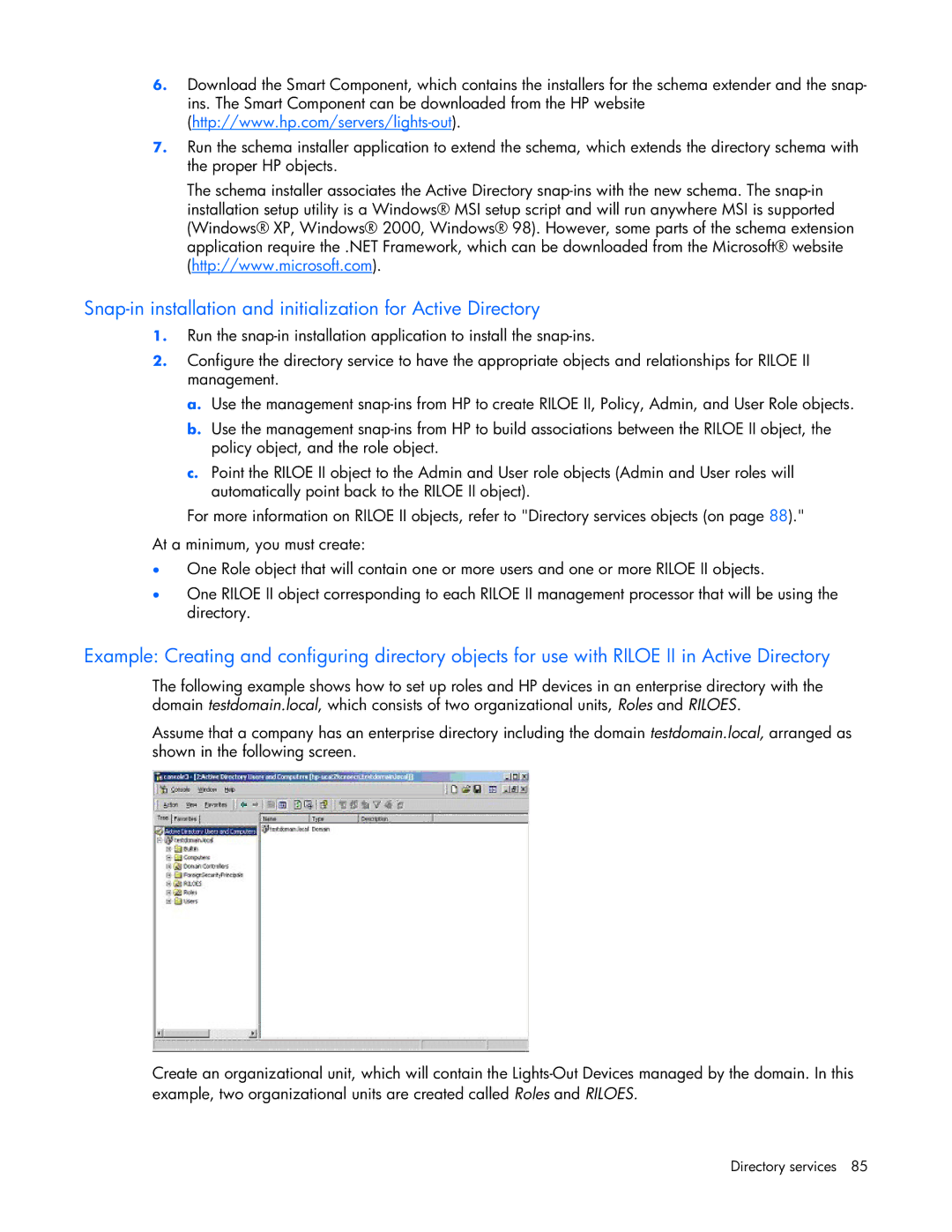 HP 232664-006 manual Snap-in installation and initialization for Active Directory 