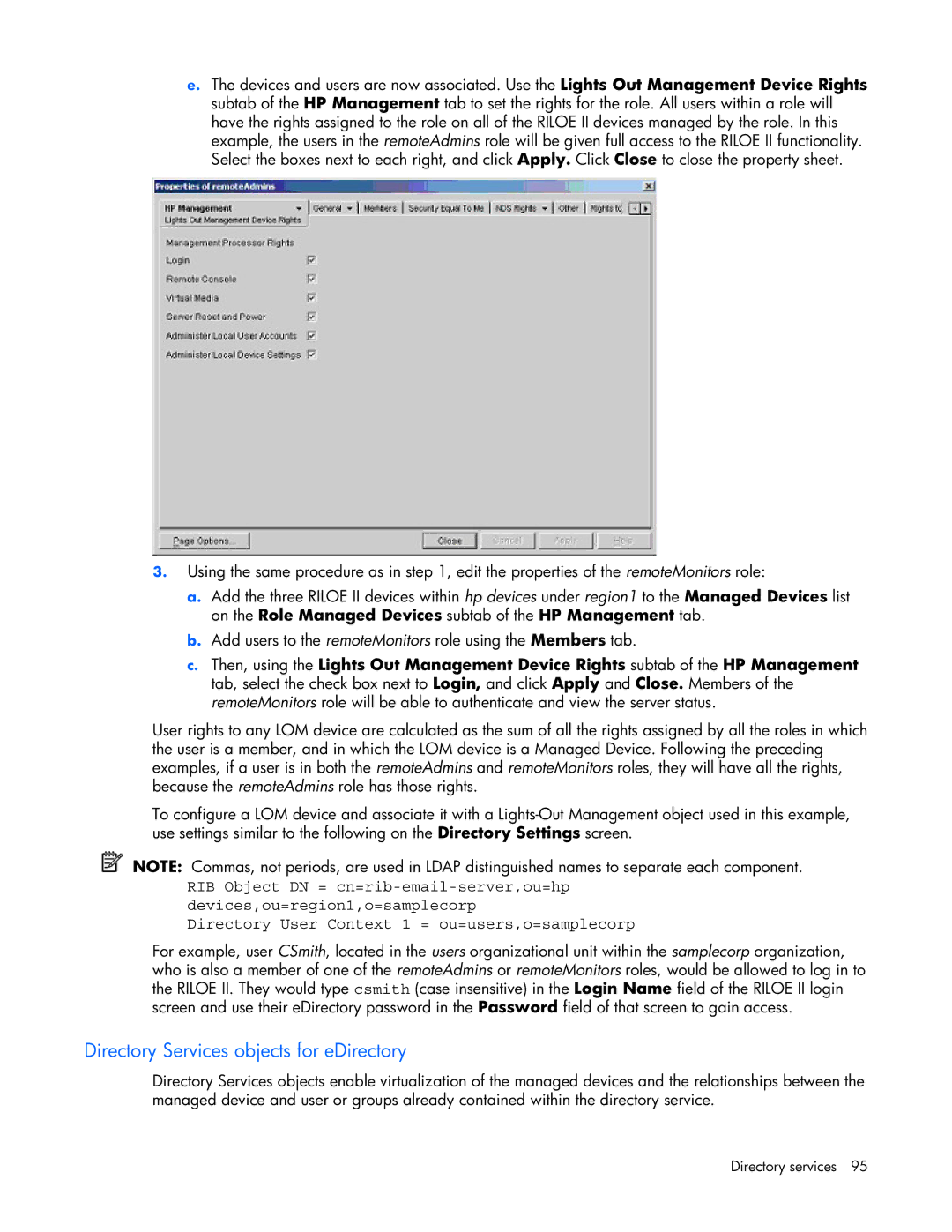 HP 232664-006 manual Directory Services objects for eDirectory 