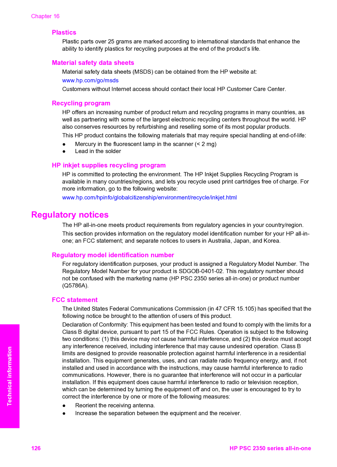 HP 2350 manual Regulatory notices 