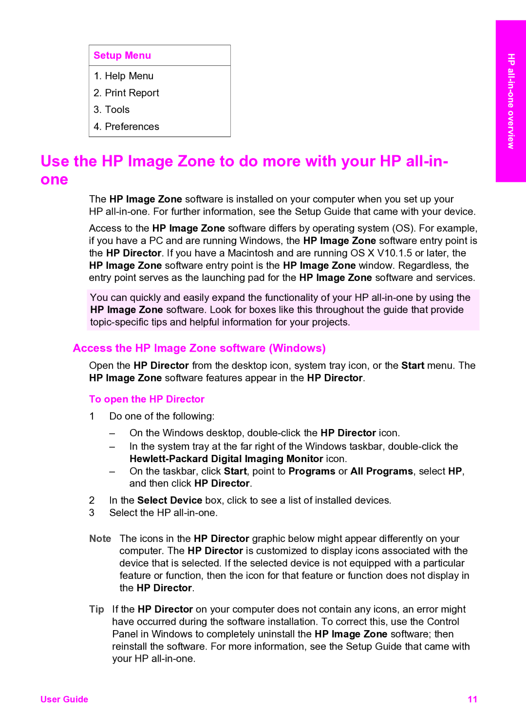 HP 2350 manual Use the HP Image Zone to do more with your HP all-in- one, Access the HP Image Zone software Windows 