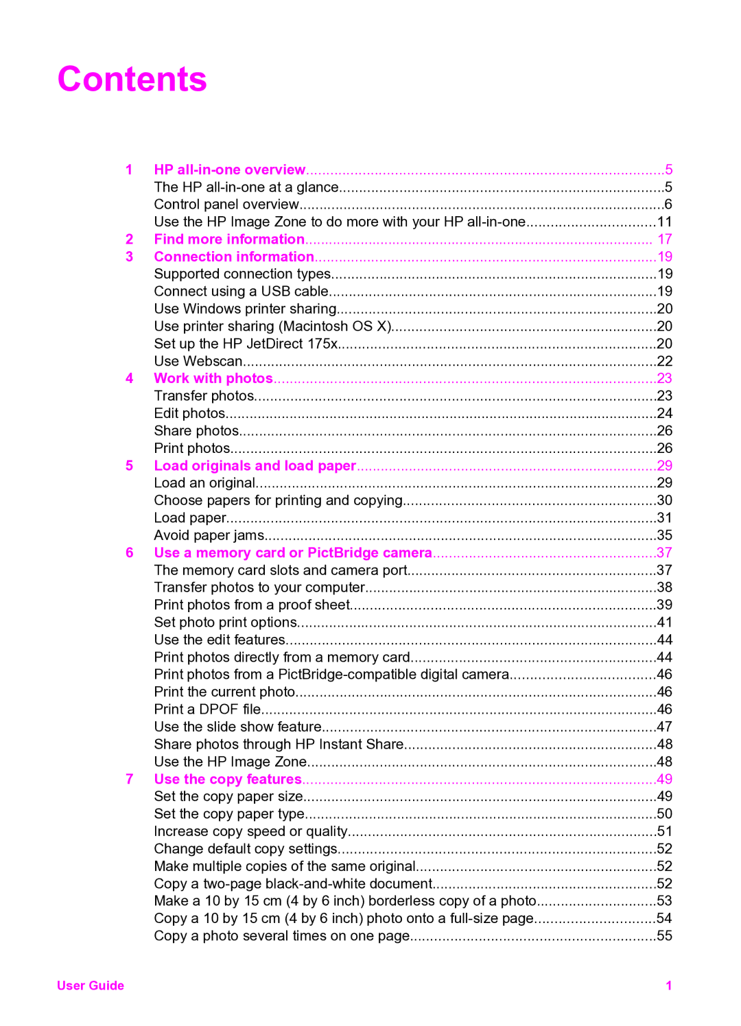 HP 2350 manual Contents 