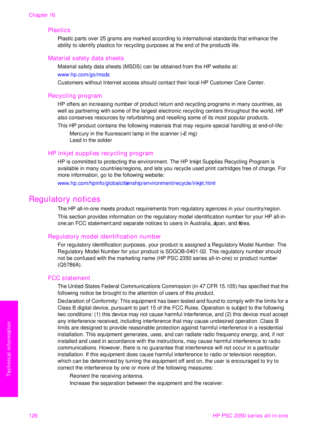 HP 2350, 2355v manual Regulatory notices 