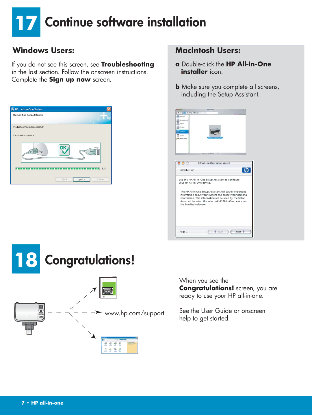 HP 2355v, 2350 manual Continue software installation, Congratulations 