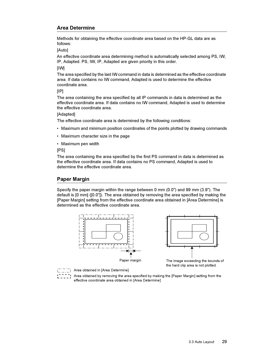 HP 340A, 240A manual Area Determine, Paper Margin 