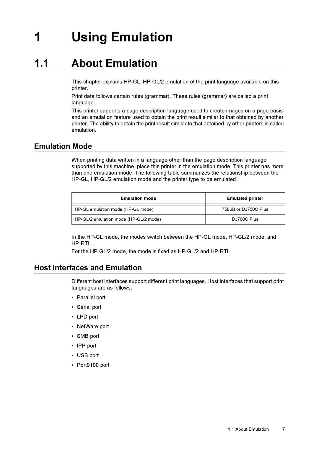 HP 340A, 240A manual Using Emulation, About Emulation, Emulation Mode, Host Interfaces and Emulation 