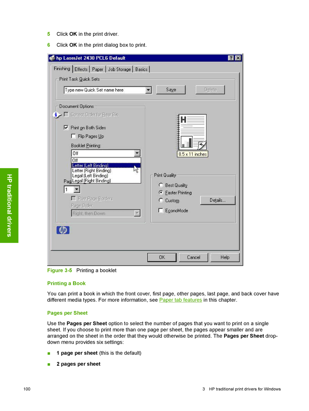 HP 2410 manual Printing a Book, Pages per Sheet, Pages per sheet 