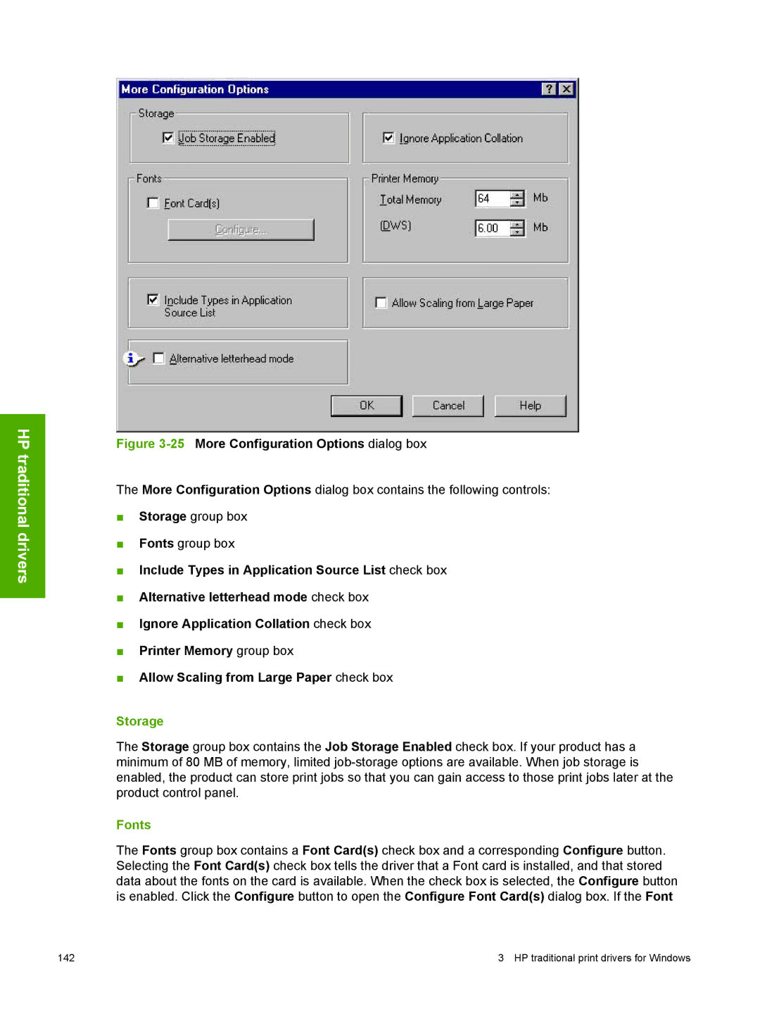 HP 2410 manual Storage, Fonts 