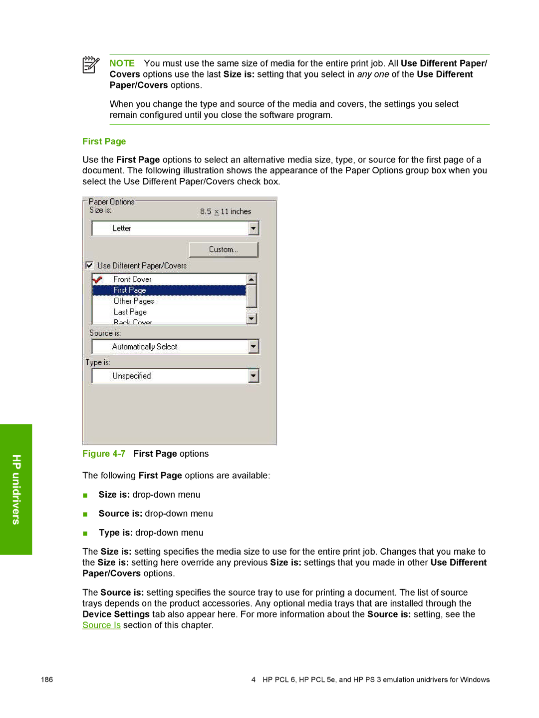 HP 2410 manual First Page options 