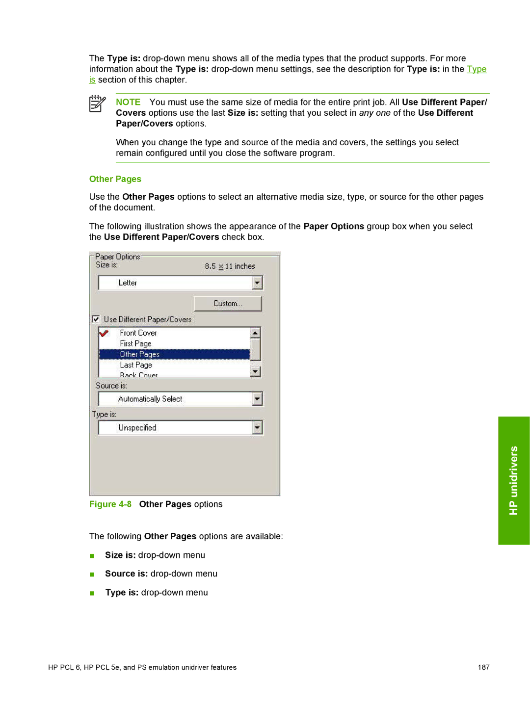 HP 2410 manual 8Other Pages options 