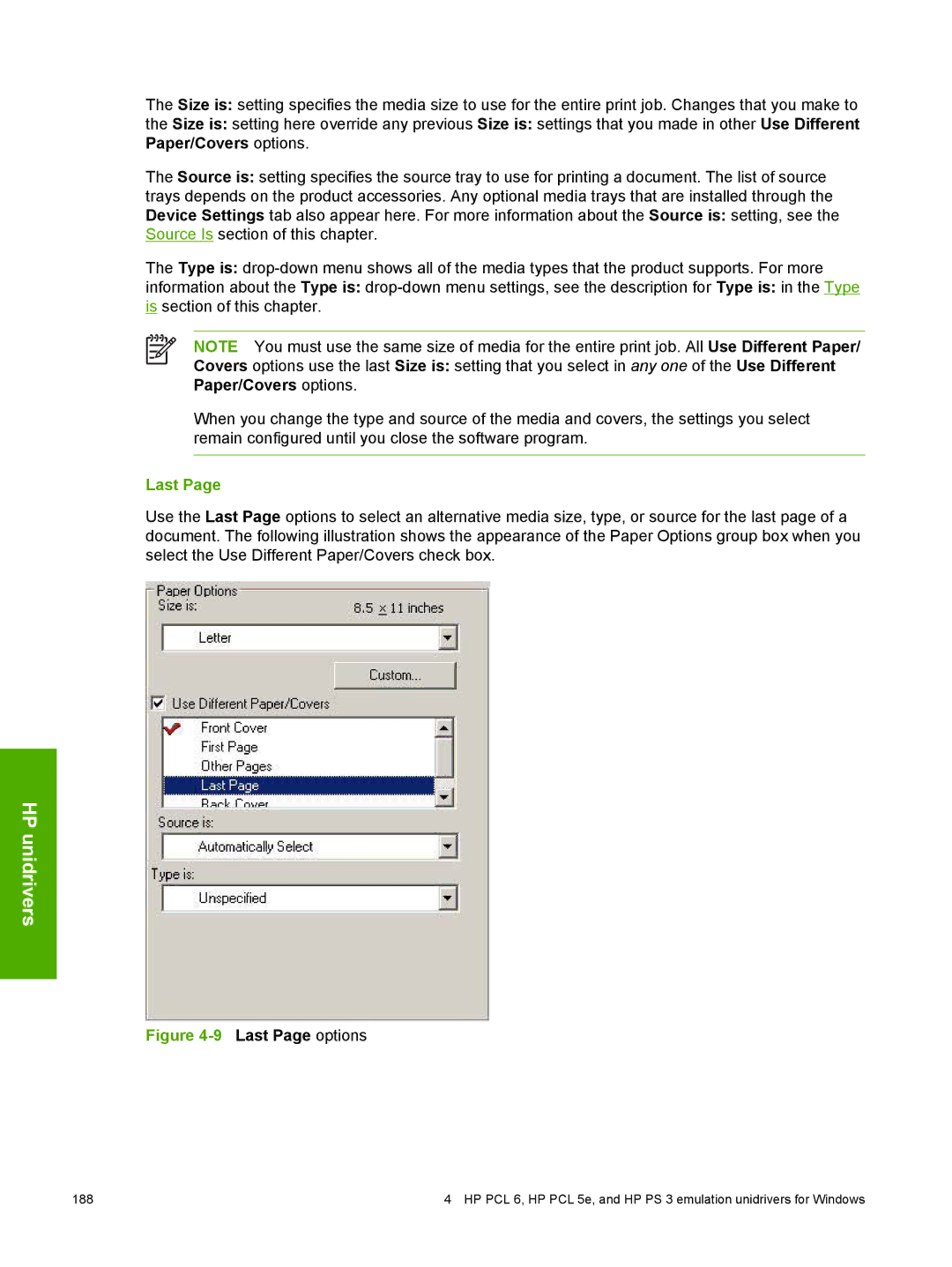 HP 2410 manual Last Page options 