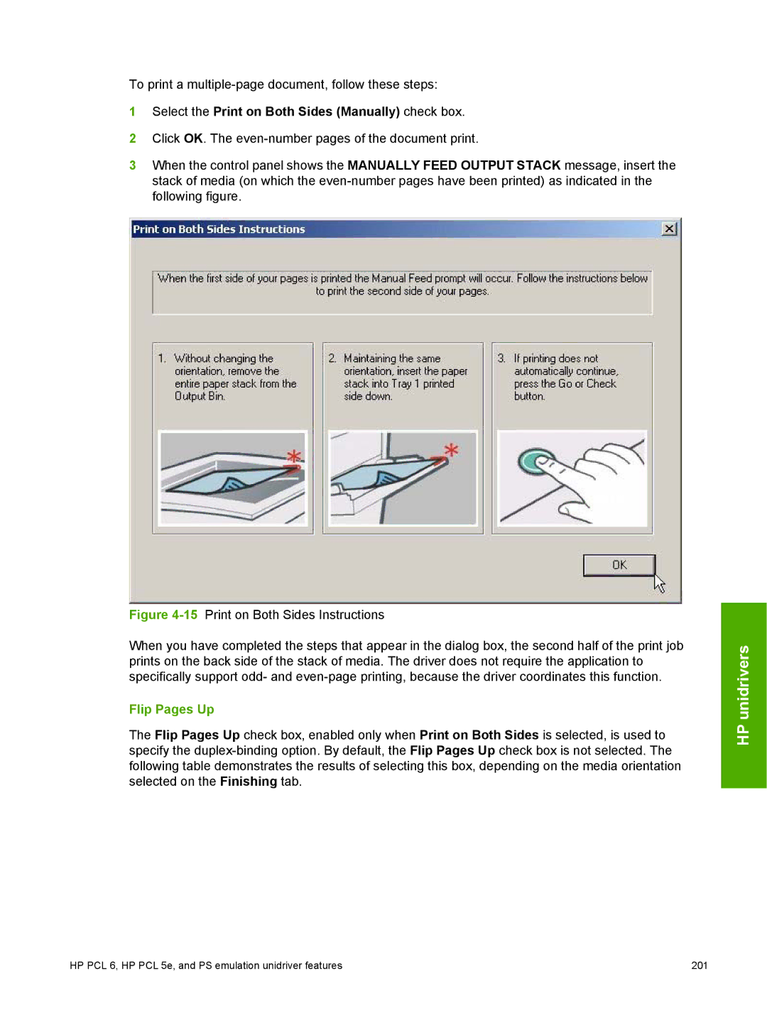 HP 2410 manual HP PCL 6, HP PCL 5e, and PS emulation unidriver features 201 