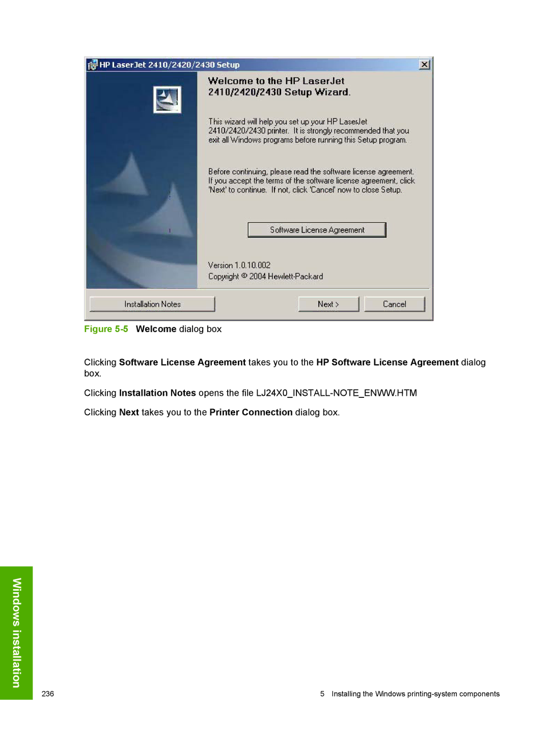 HP 2410 manual Welcome dialog box 