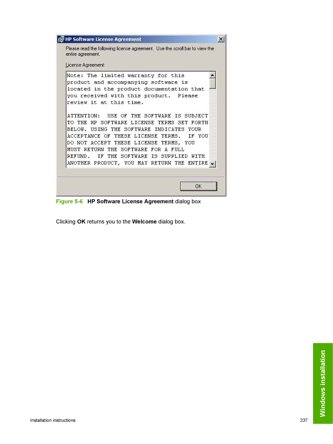 HP 2410 manual 6HP Software License Agreement dialog box 